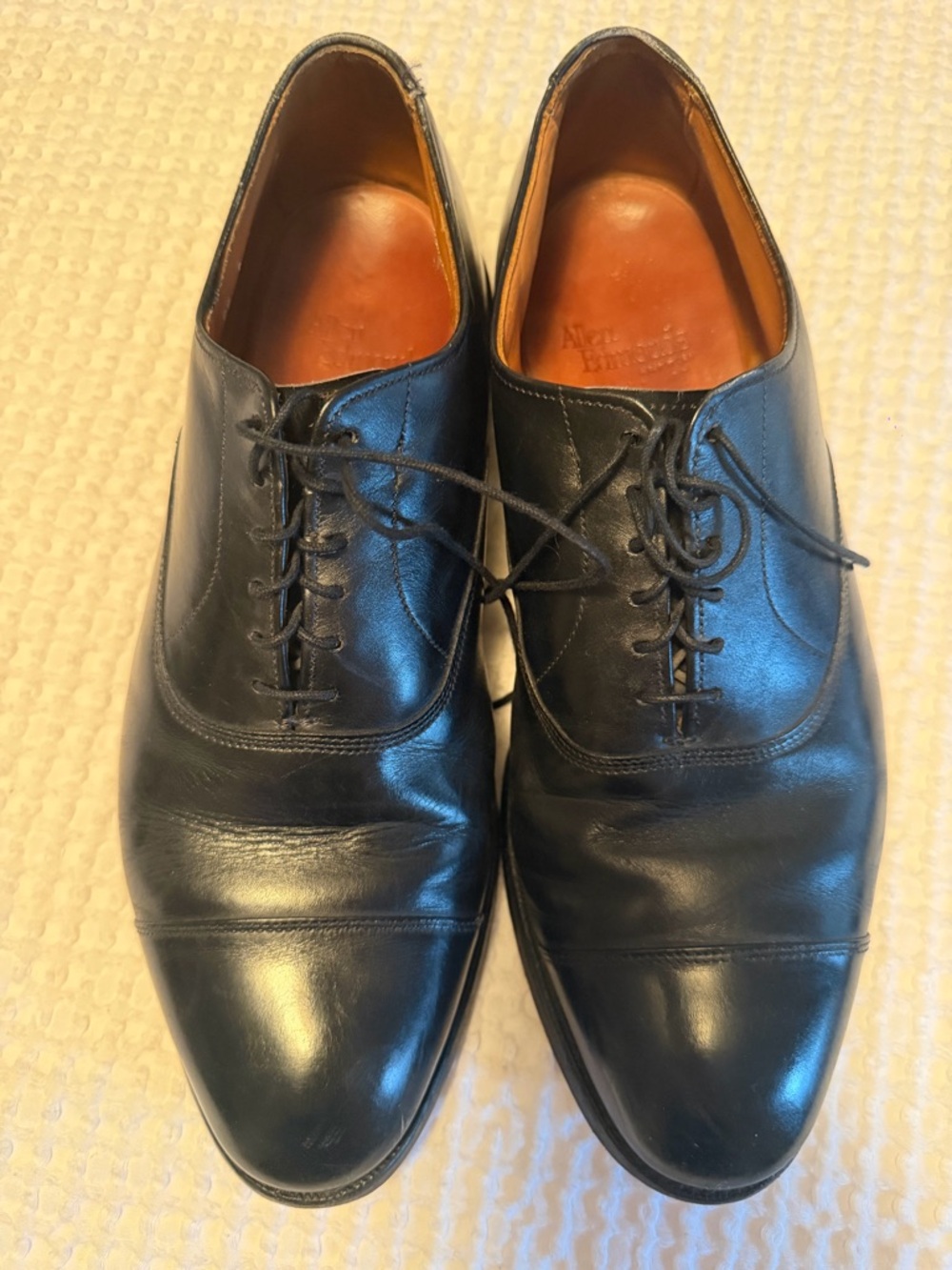 Allen Edmonds Black Leather Cap-Toe Oxfords